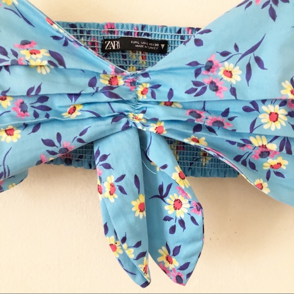 Zara Blogger Favorite Blue Floral Crop Top sz l - Picture 5 of 8